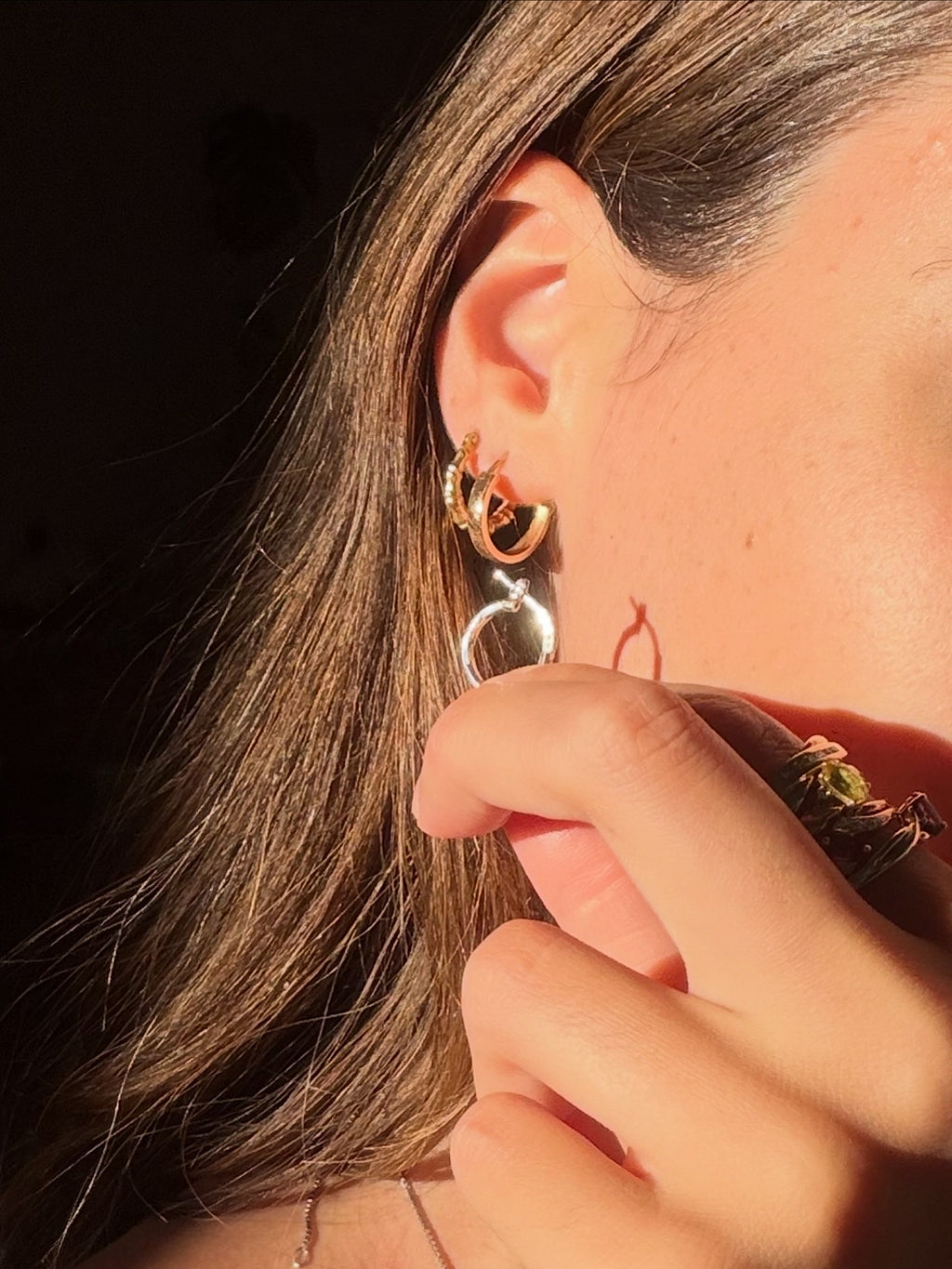 Patterned Silver Hoop Vintage Earrings | Made in Italy