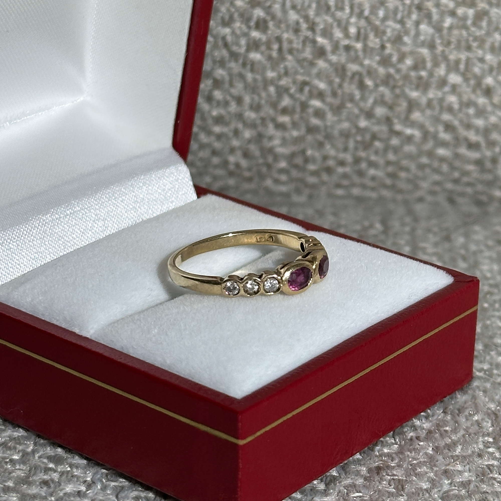 The Chloe: 2-Ruby 6-Diamond Solid Gold Ring