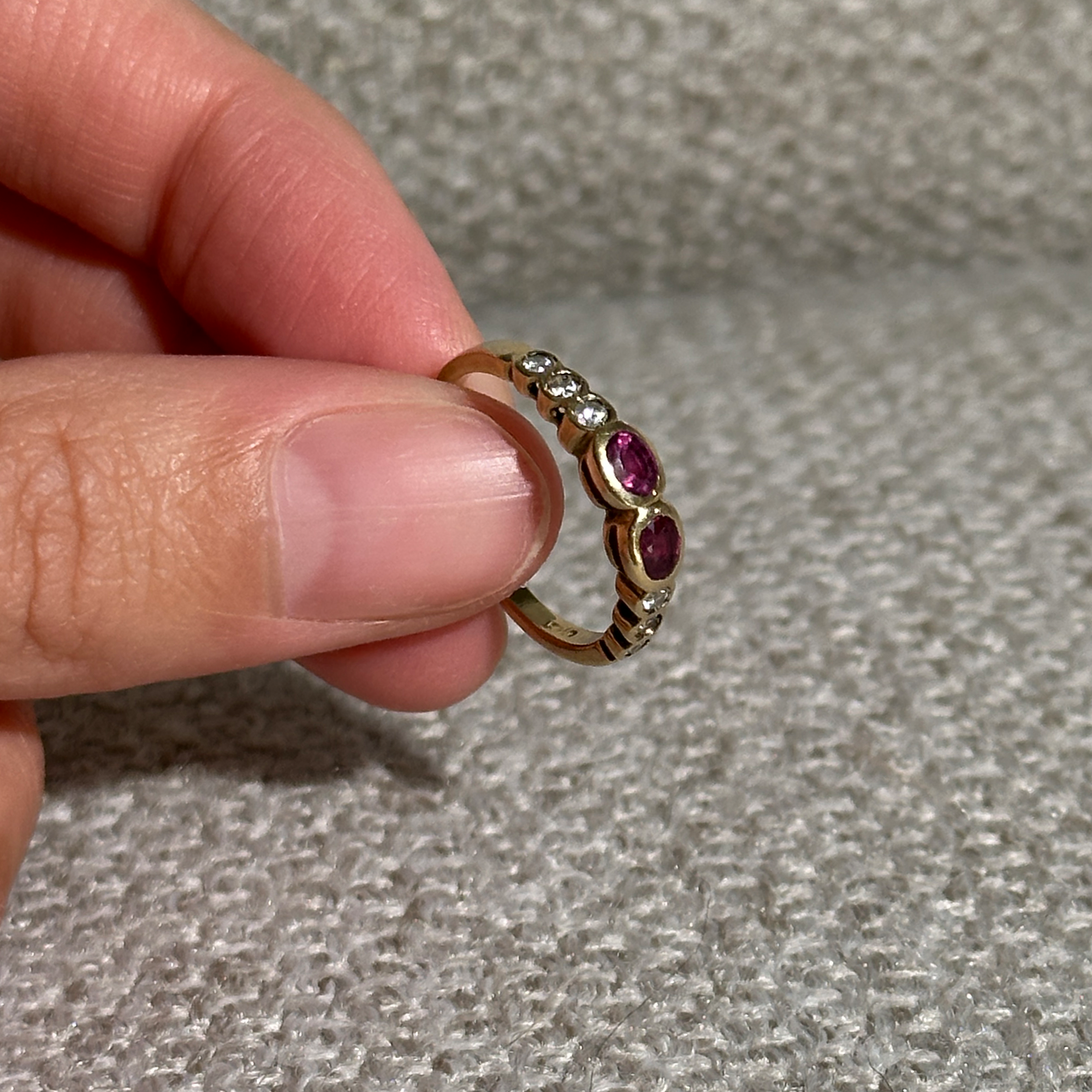 The Chloe: 2-Ruby 6-Diamond Solid Gold Ring