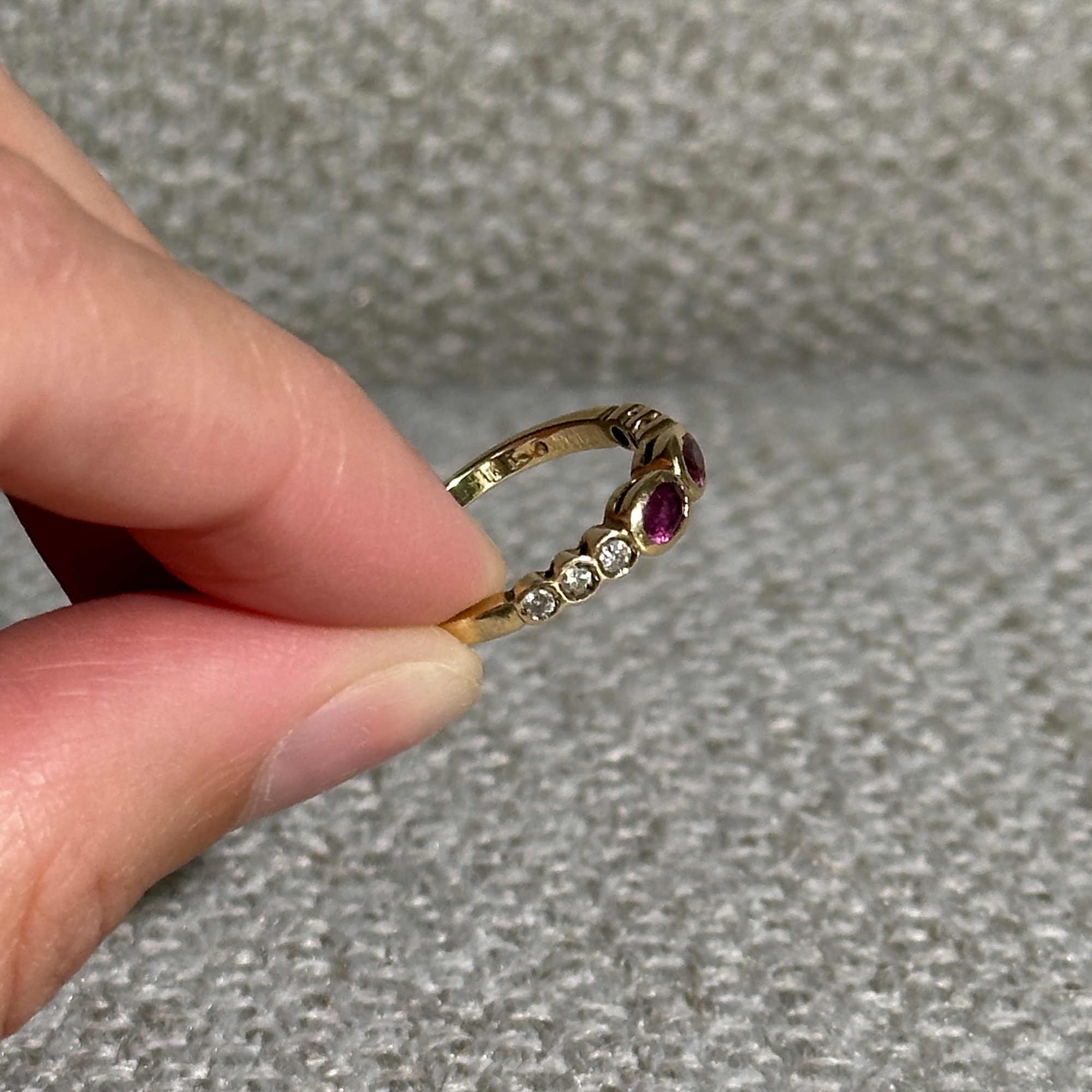 The Chloe: 2-Ruby 6-Diamond Solid Gold Ring