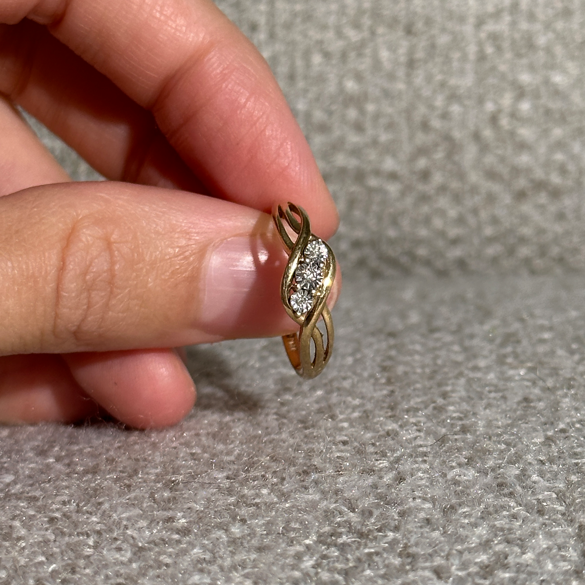 The Bella: 3-Diamond Solid Gold Ring