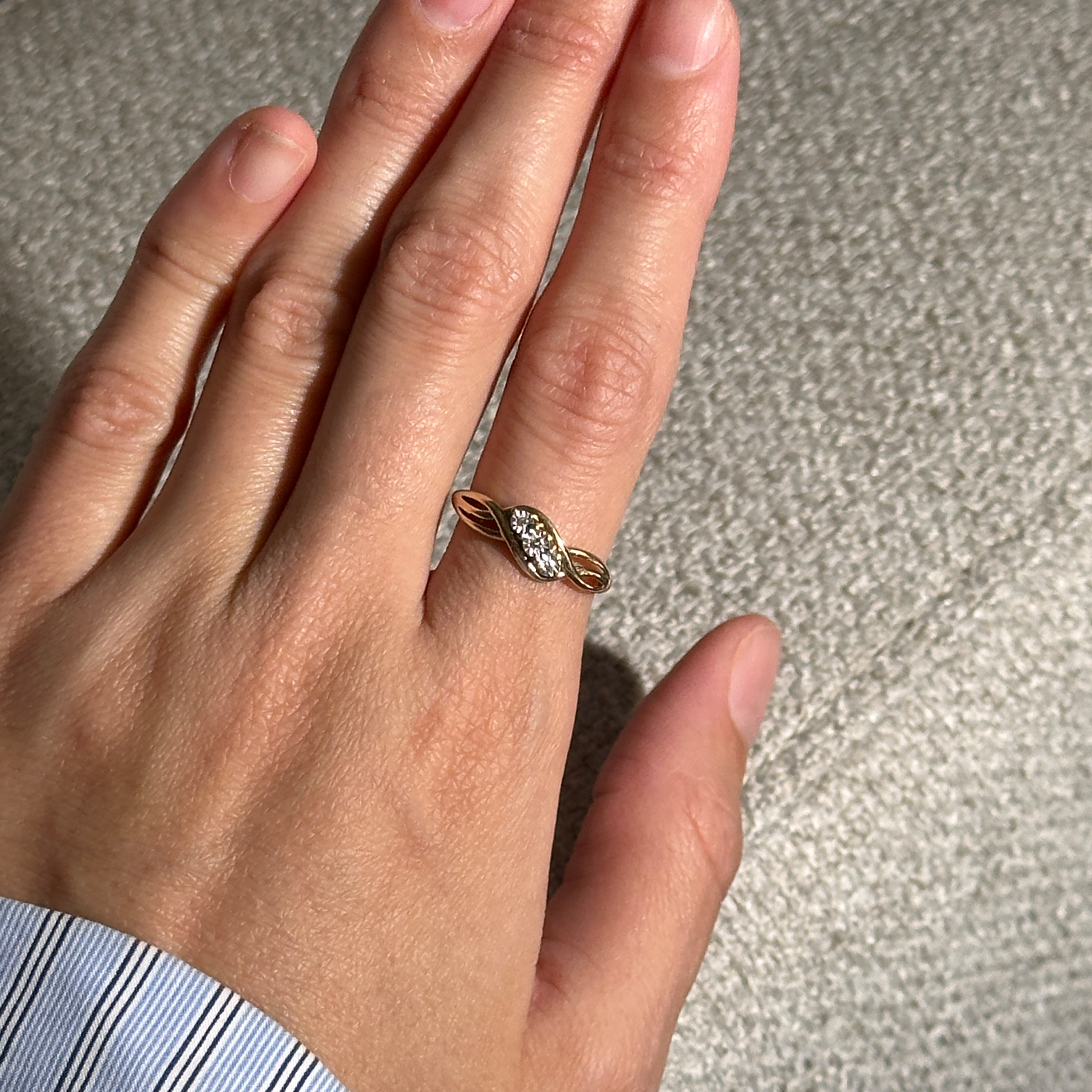 The Bella: 3-Diamond Solid Gold Ring