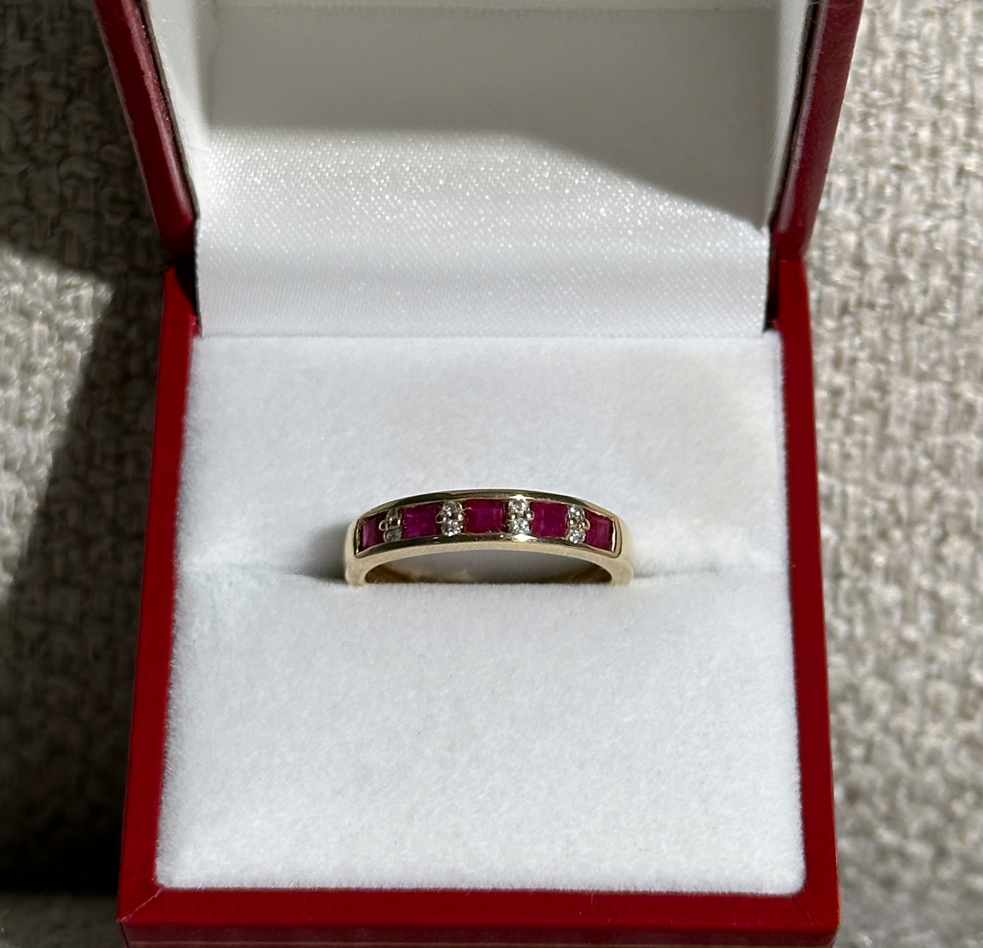 The Charlie: 5-Ruby 8-Diamond Solid Gold Ring