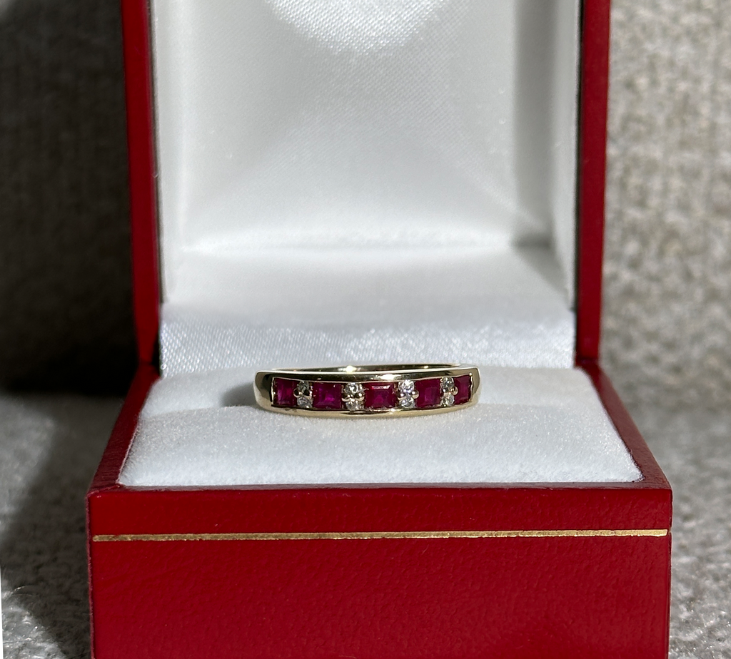 The Charlie: 5-Ruby 8-Diamond Solid Gold Ring