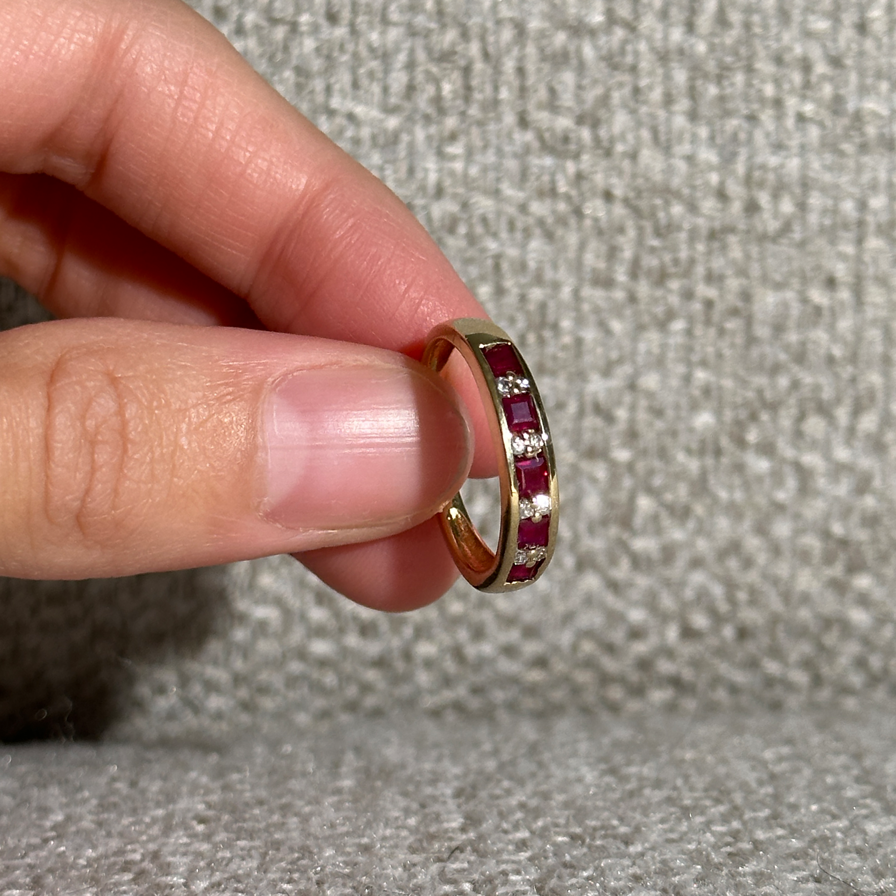 The Charlie: 5-Ruby 8-Diamond Solid Gold Ring