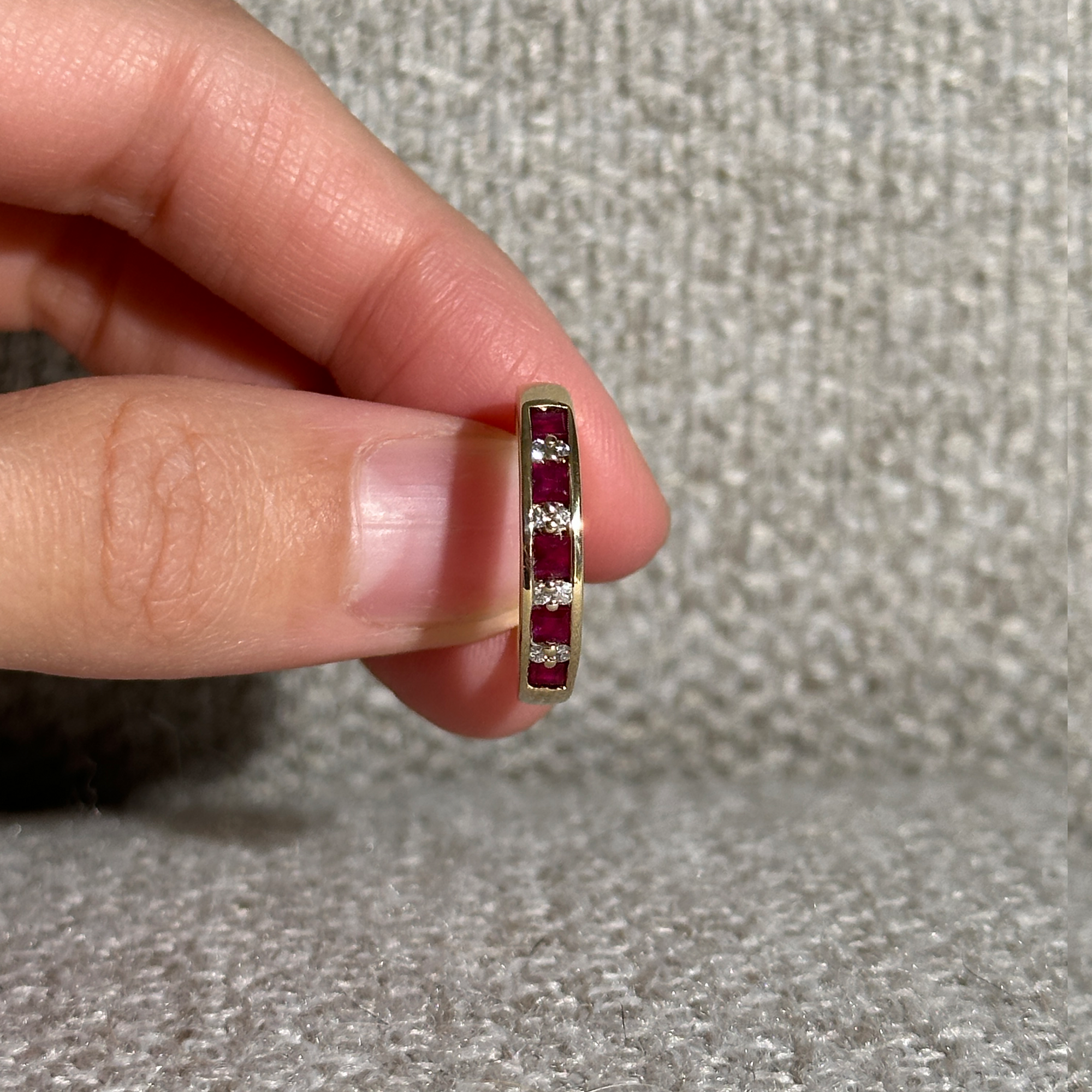 The Charlie: 5-Ruby 8-Diamond Solid Gold Ring