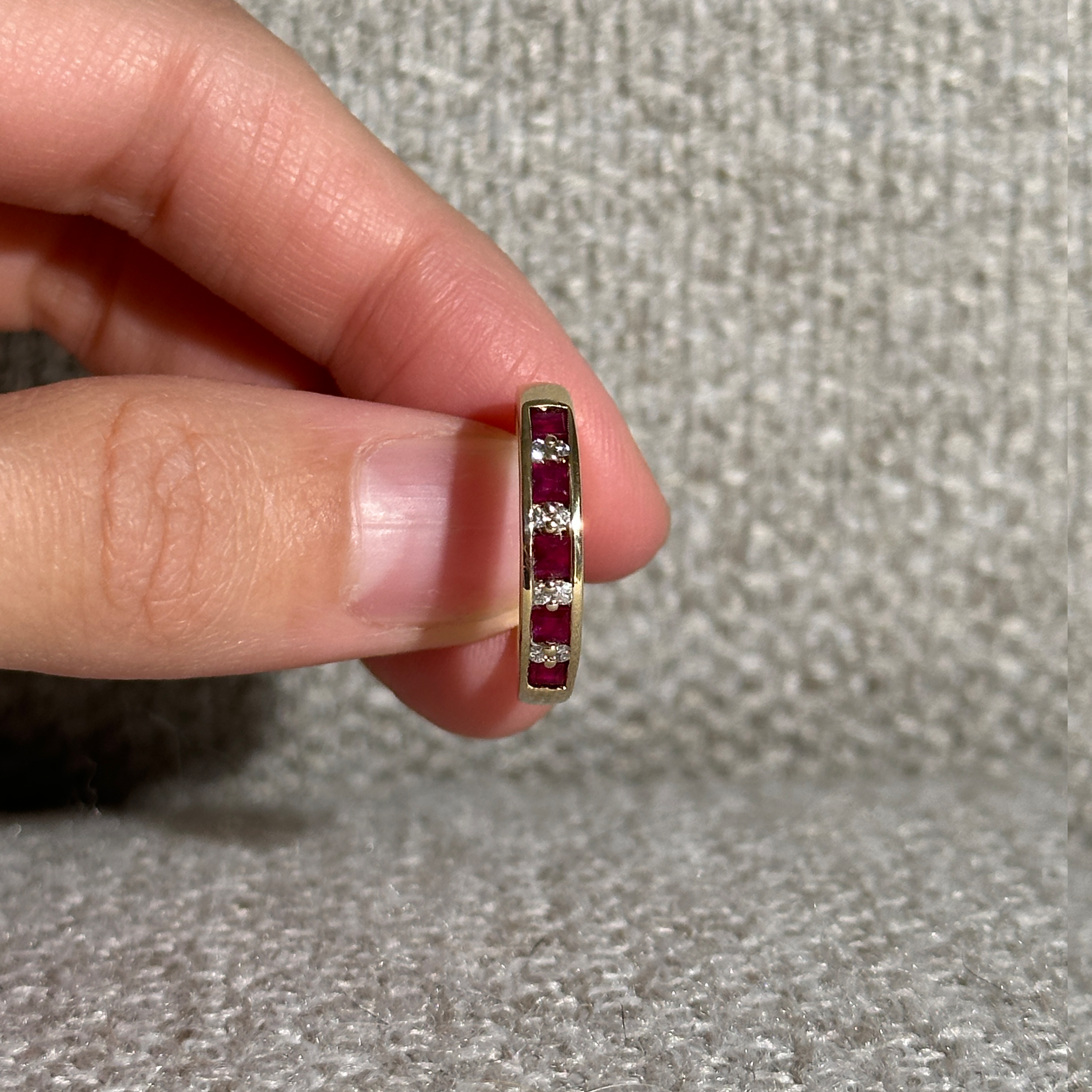 The Charlie: 5-Ruby 8-Diamond Solid Gold Ring