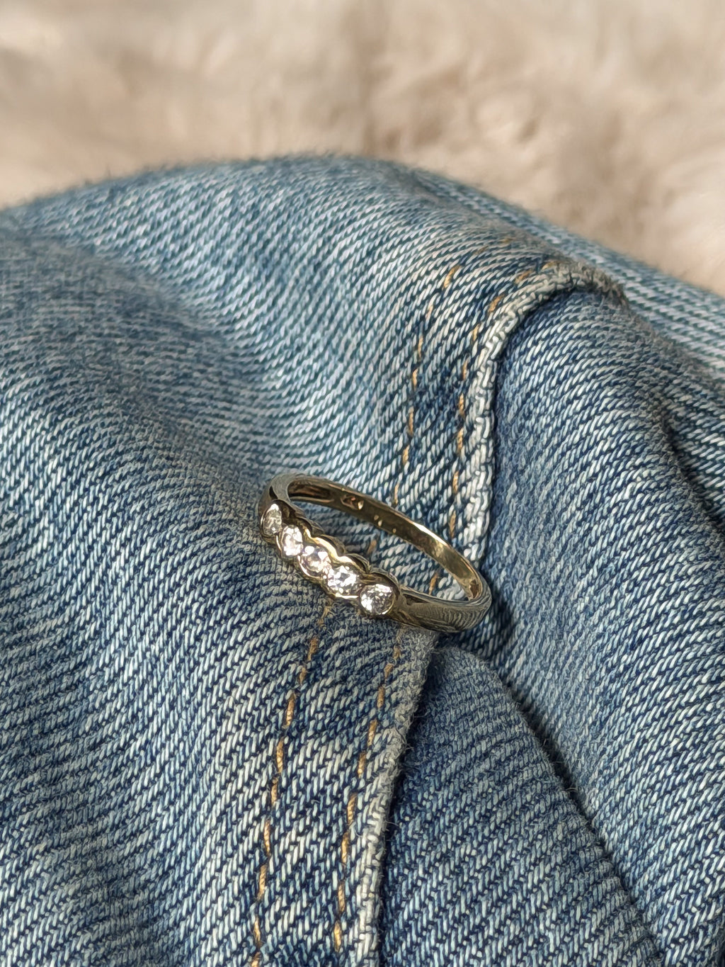 Rub-Over Set CZ Vintage Ring | 9ct Solid Gold