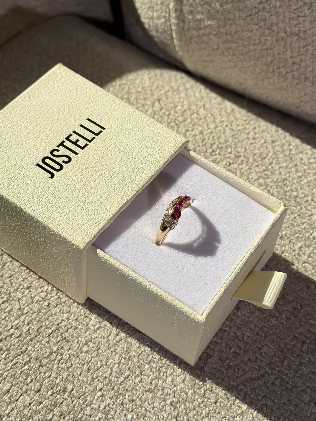 4 Natural Ruby and 7 Natural Diamond Solid Gold Ring