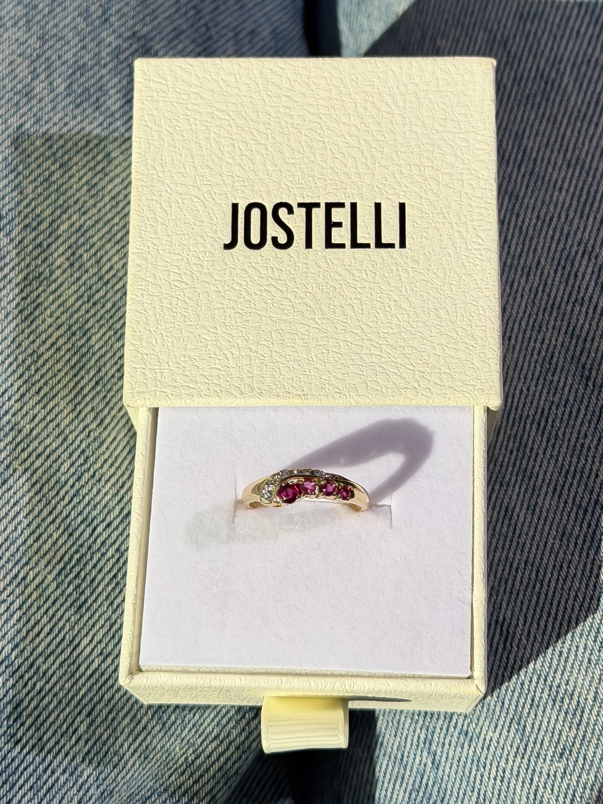 4 Natural Ruby and 7 Natural Diamond Solid Gold Ring