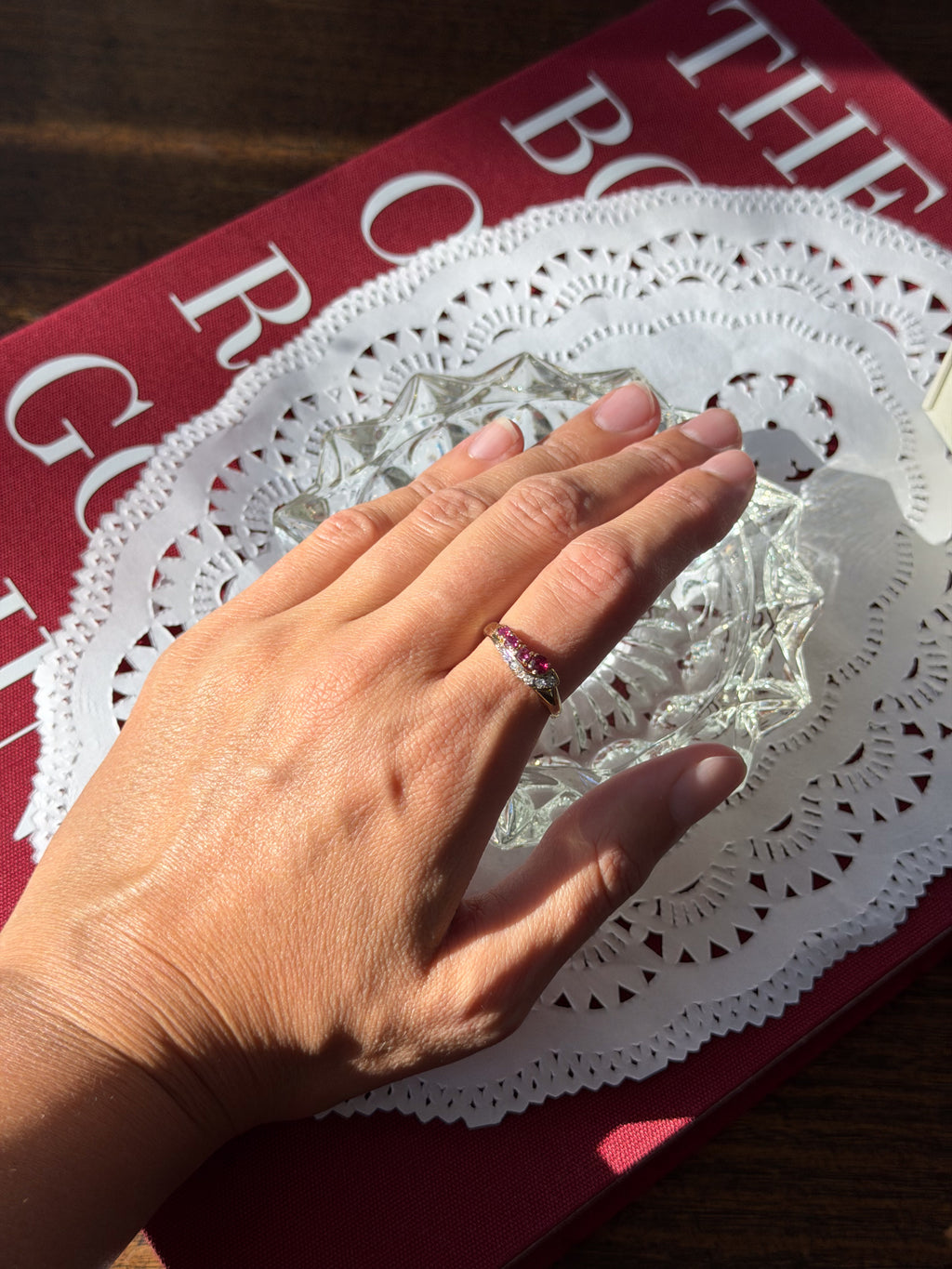 4 Natural Ruby and 7 Natural Diamond Solid Gold Ring