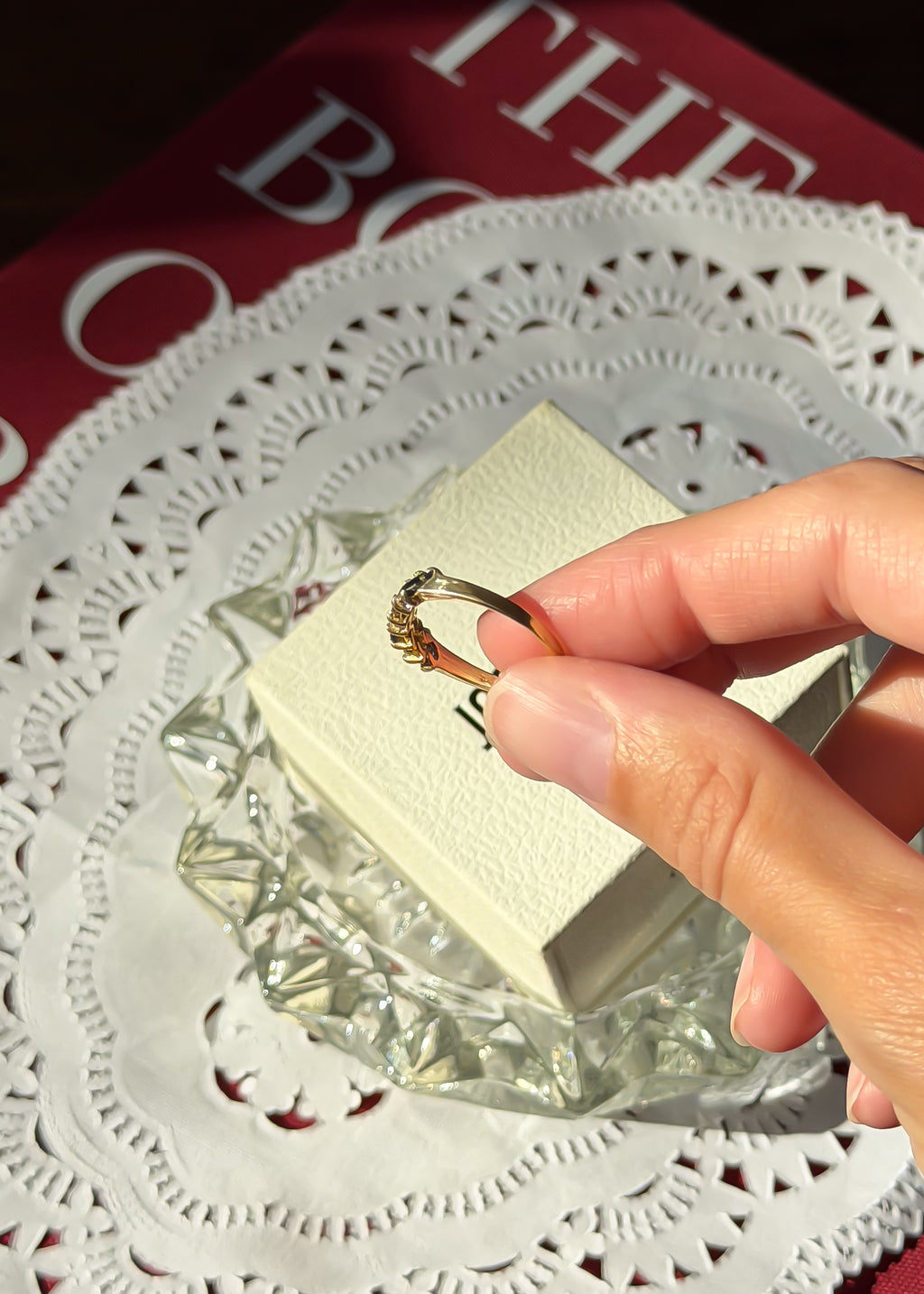 4 Natural Sapphire and 3 Natural Diamond Solid Gold Ring