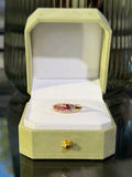 4 Natural Ruby and 7 Natural Diamond Solid Gold Ring