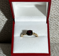 The Created-Ruby Stone Solid Gold Ring with 4 Diamonds