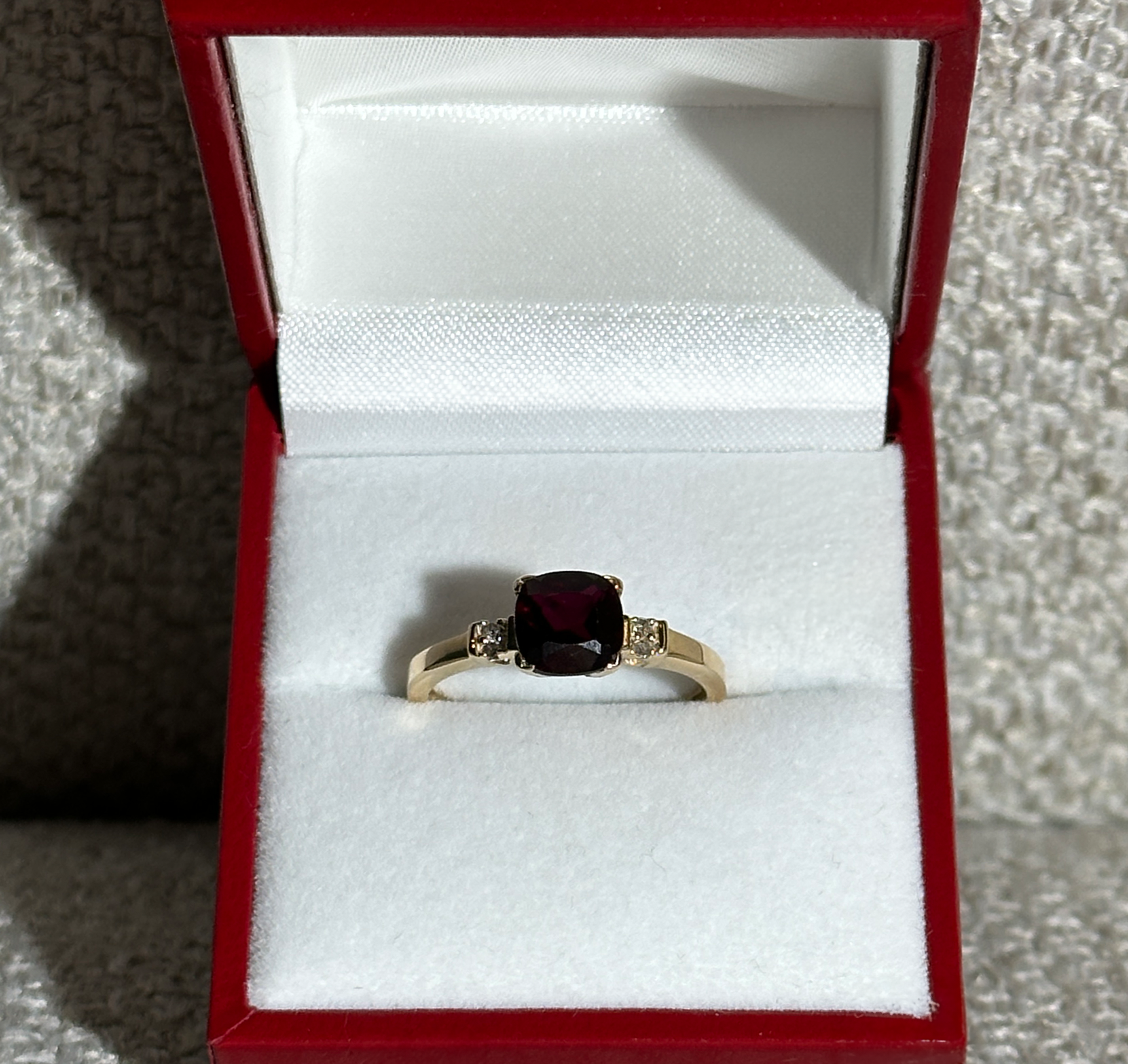 The Created-Ruby Stone Solid Gold Ring with 4 Diamonds