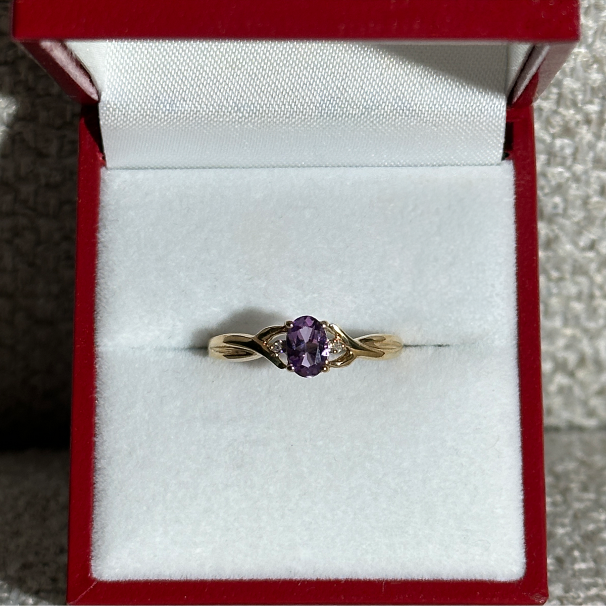 The Charlotte: Amethyst 2-Diamond Solid Gold Ring