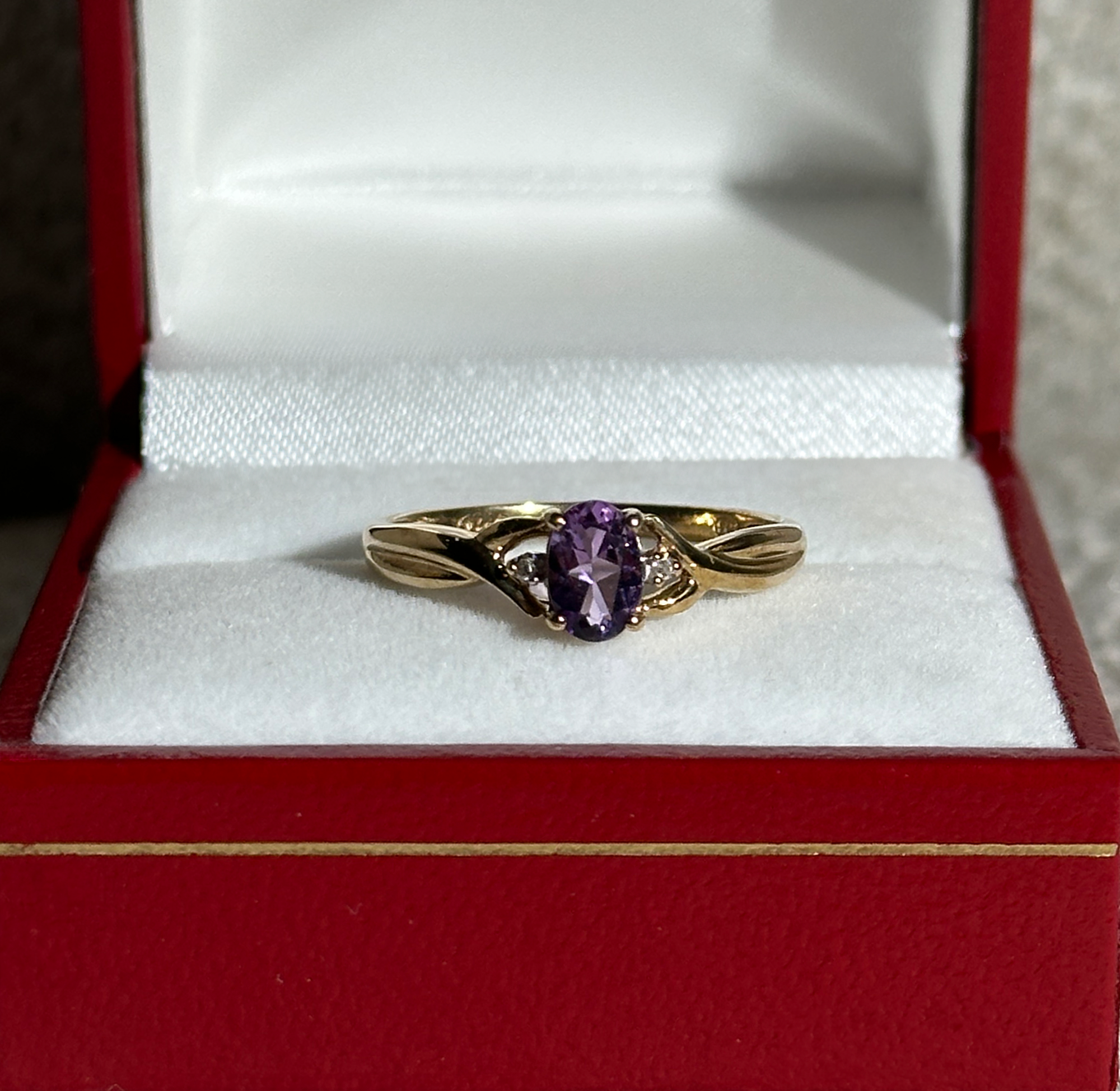 The Charlotte: Amethyst 2-Diamond Solid Gold Ring