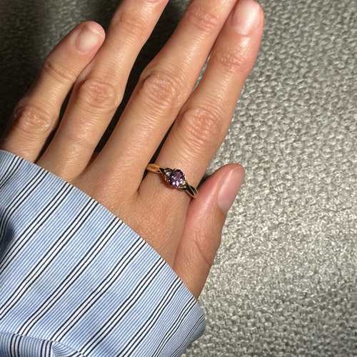 The Charlotte: Amethyst 2-Diamond Solid Gold Ring