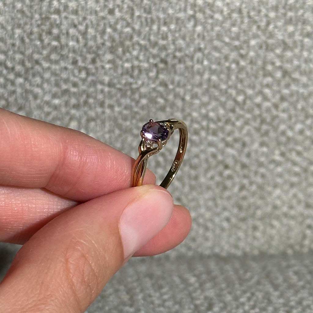The Charlotte: Amethyst 2-Diamond Solid Gold Ring