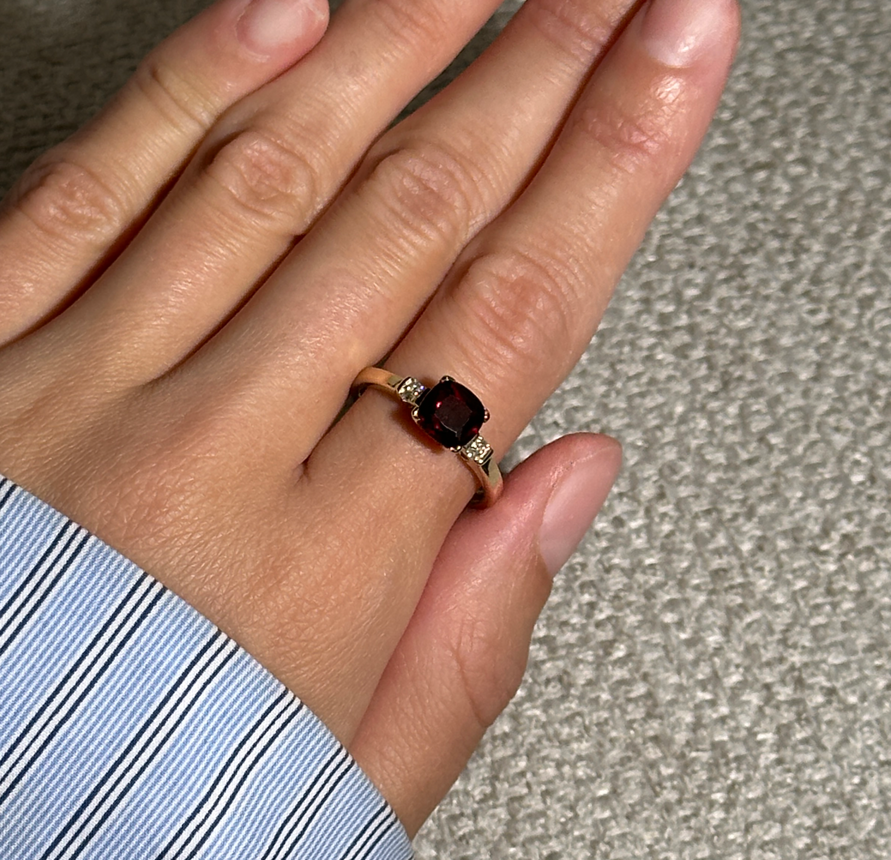 The Created-Ruby Stone Solid Gold Ring with 4 Diamonds