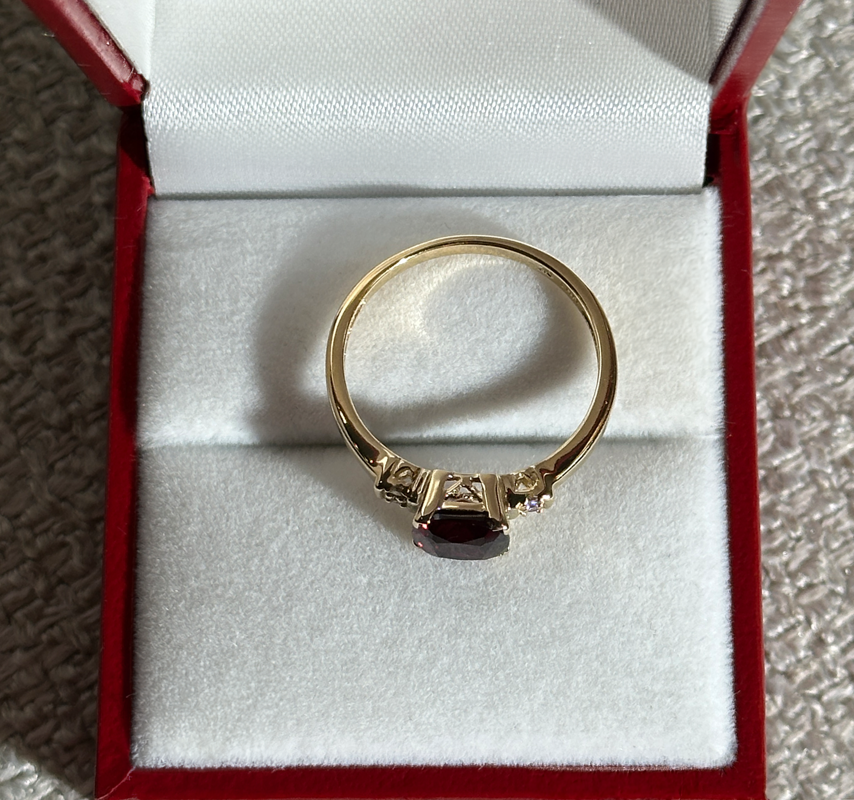 The Created-Ruby Stone Solid Gold Ring with 4 Diamonds