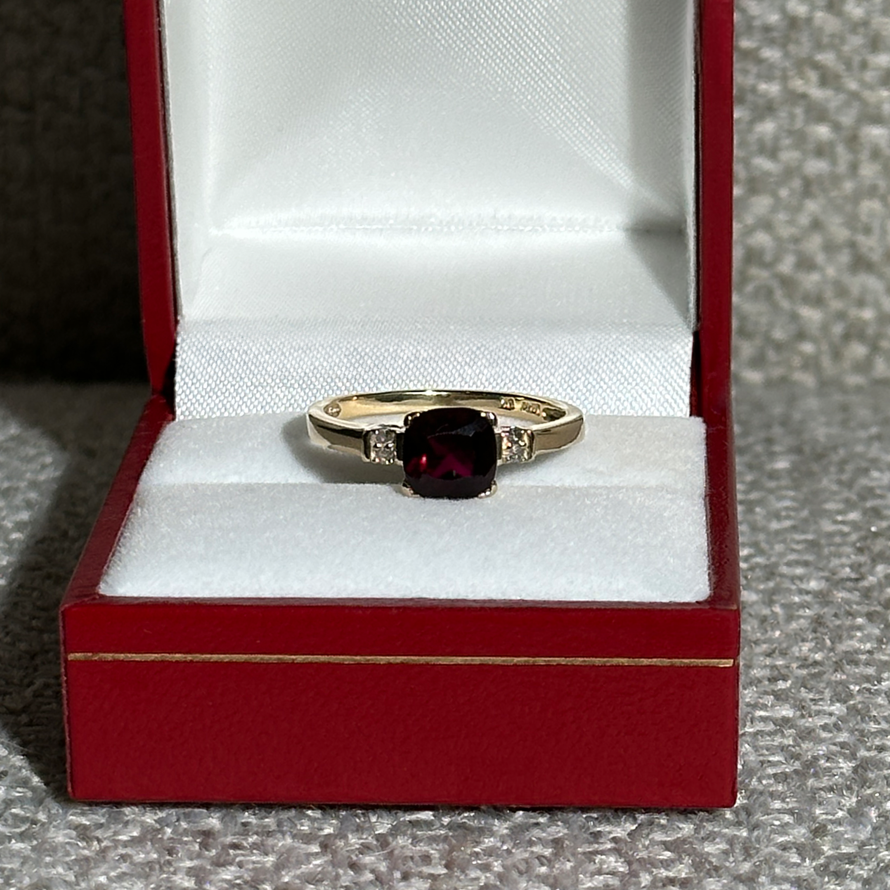 The Created-Ruby Stone Solid Gold Ring with 4 Diamonds