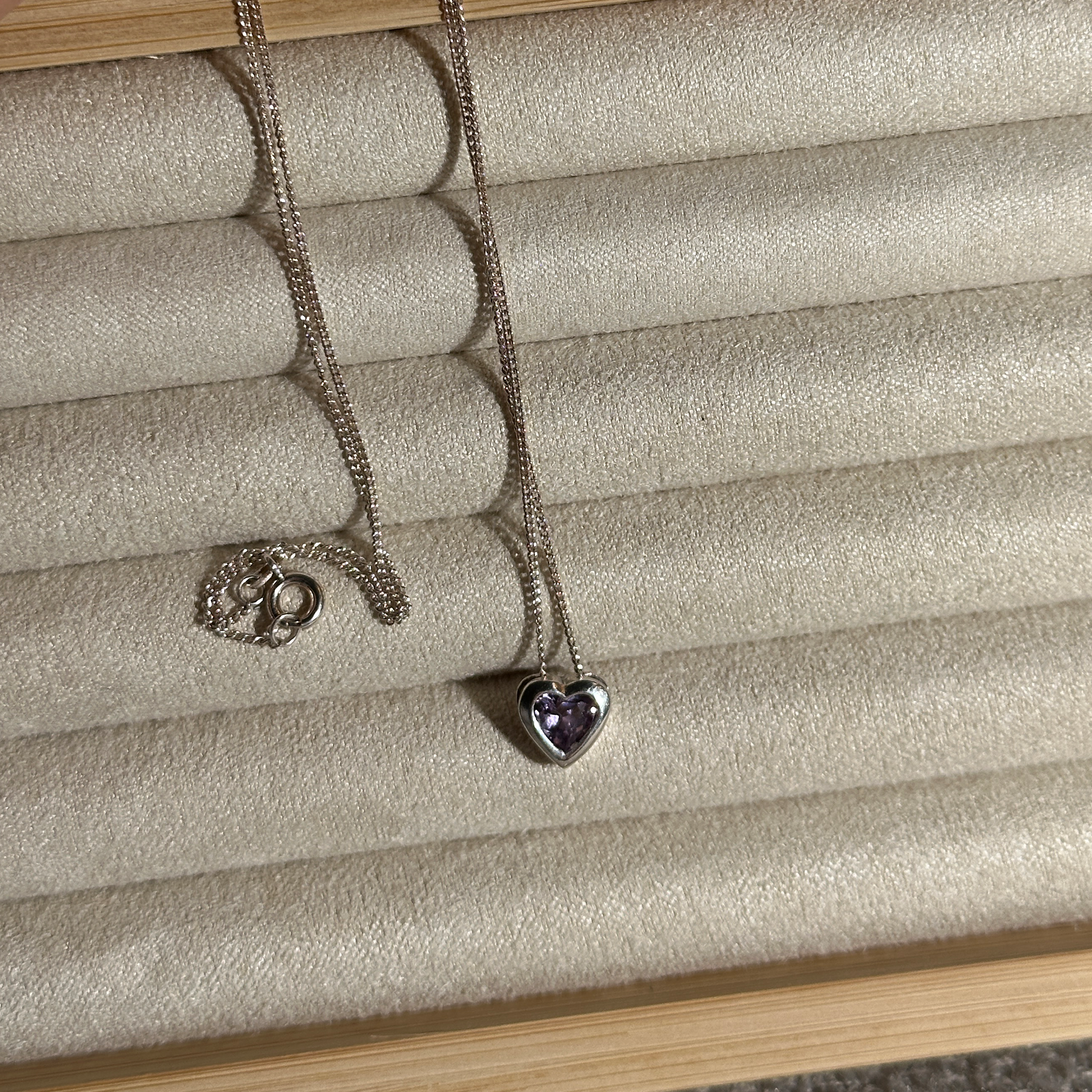 The Amethyst Stone Sterling Silver Love Heart Necklace
