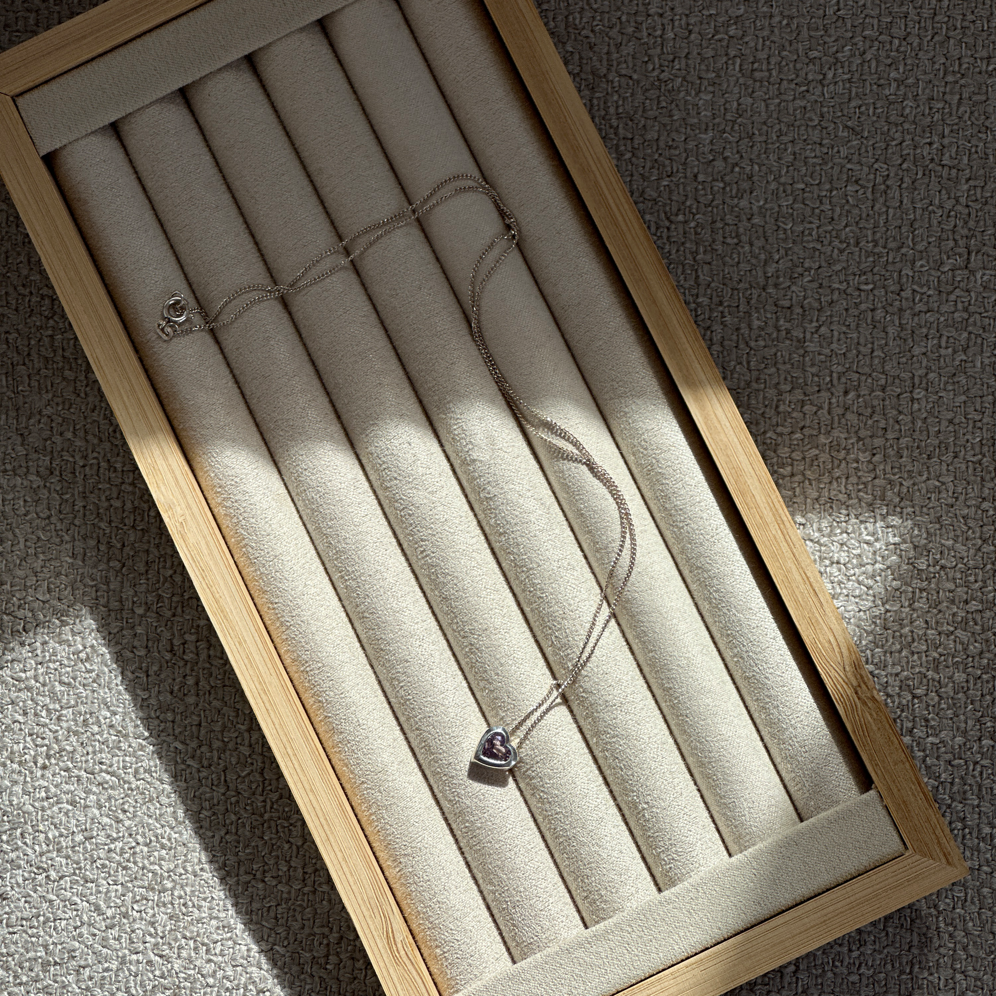 The Amethyst Stone Sterling Silver Love Heart Necklace