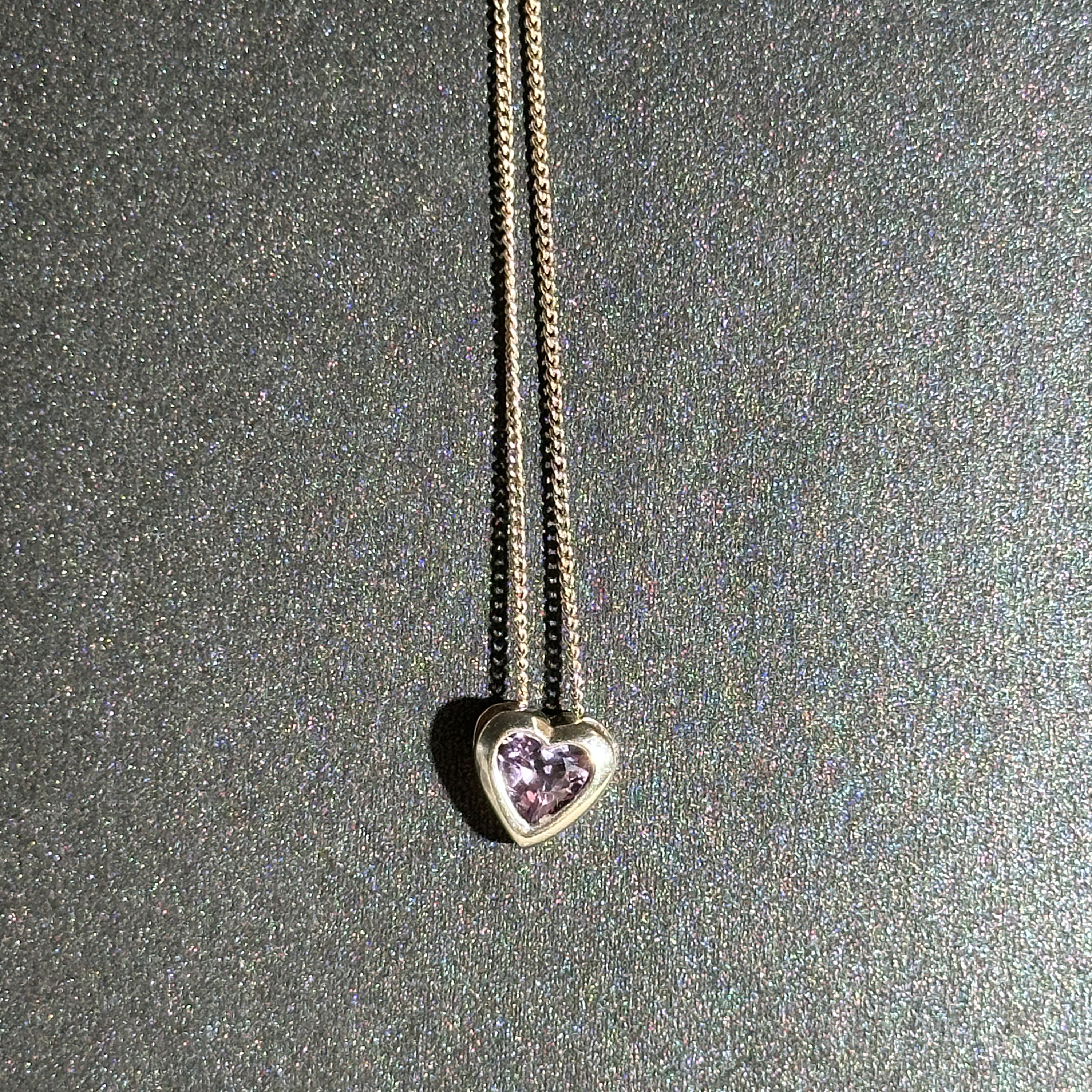 The Amethyst Stone Sterling Silver Love Heart Necklace