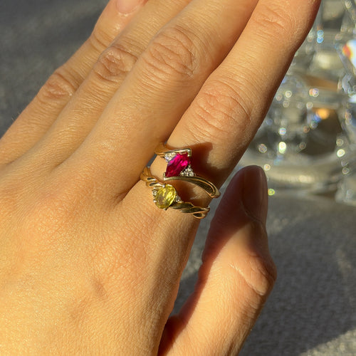 CITRINE, 2 DIAMOND, 9CT SOLID GOLD RING