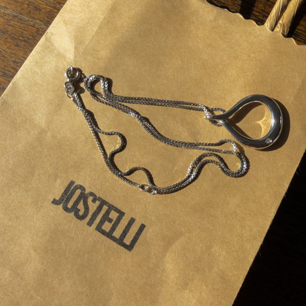 CLEAR STONE 925 SILVER NECKLACE WITH CHAIN