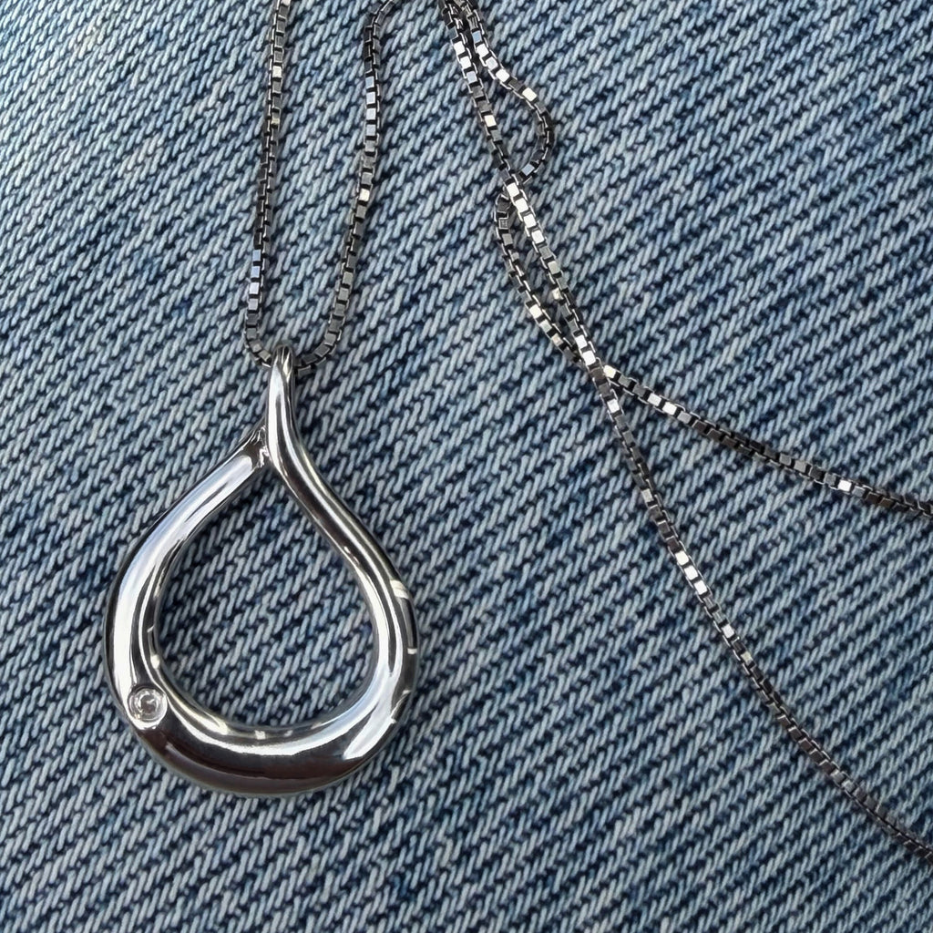 CLEAR STONE 925 SILVER NECKLACE WITH CHAIN