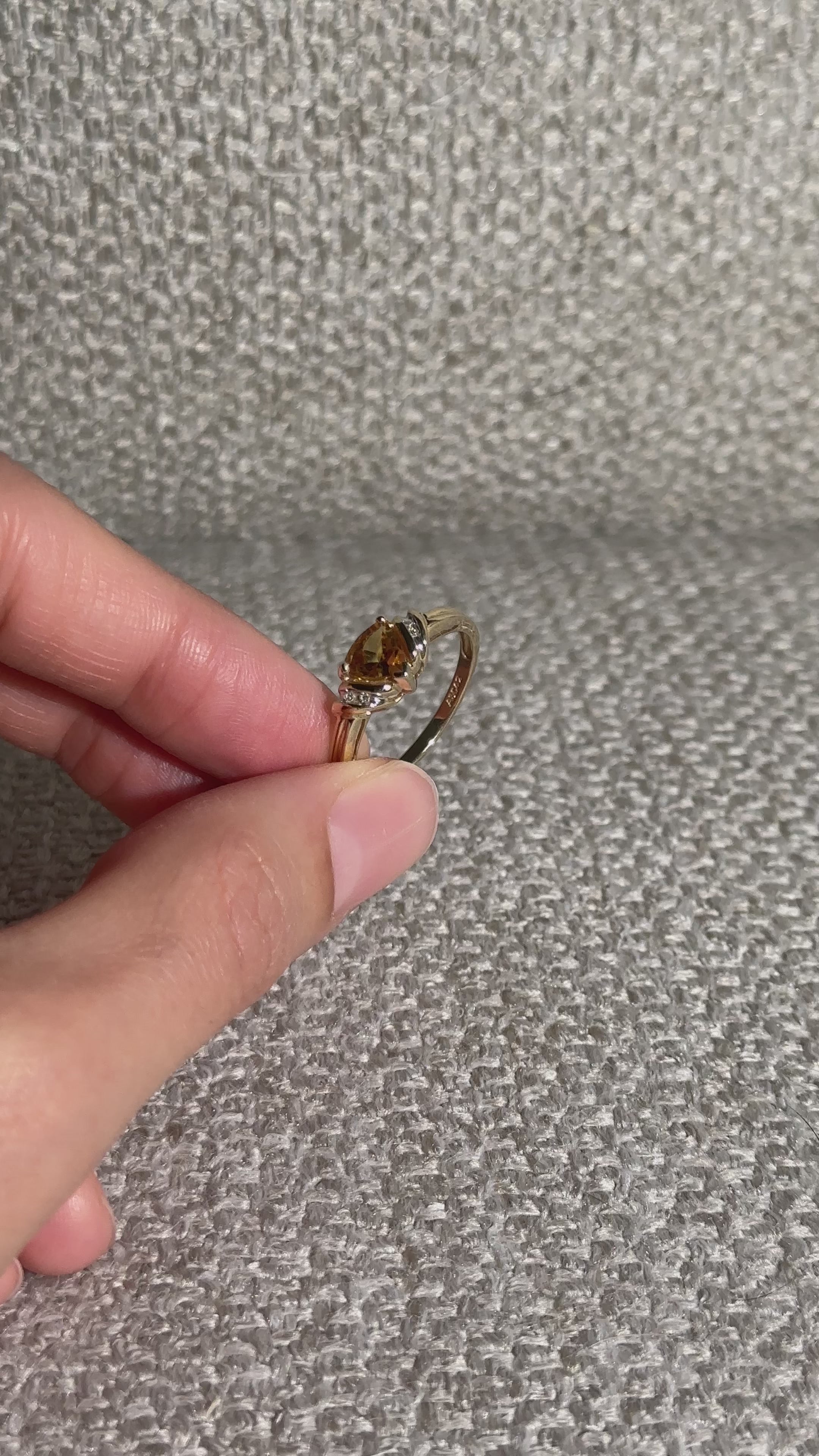 The Stella: Citrine Solid Gold Diamond Ring