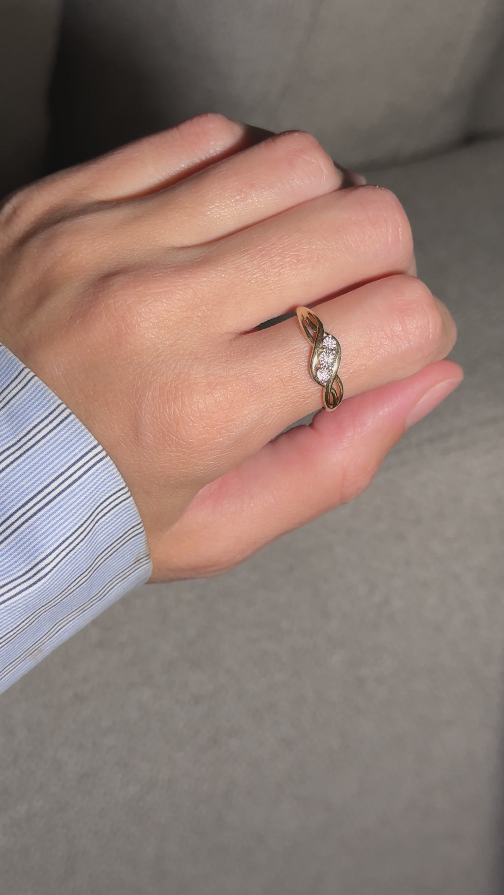 The Bella: 3-Diamond Solid Gold Ring