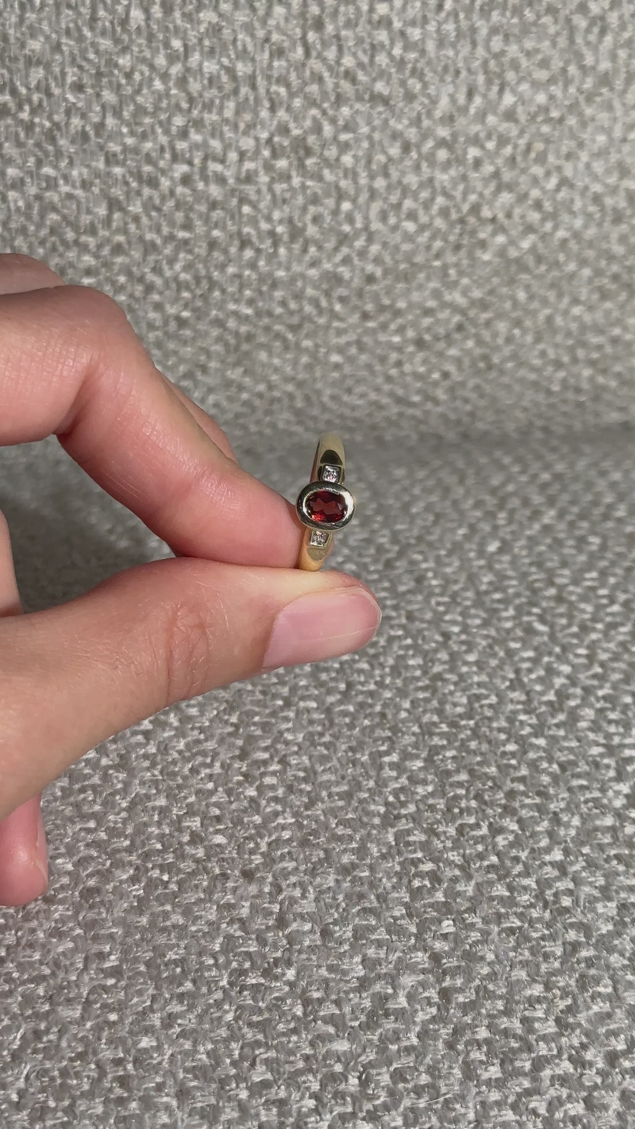 The Lucia: Garnet Stone Solid Gold Diamond Ring