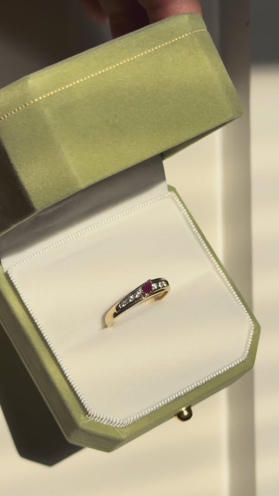 Natural Ruby & CZ Vintage Ring | 14ct Solid Gold