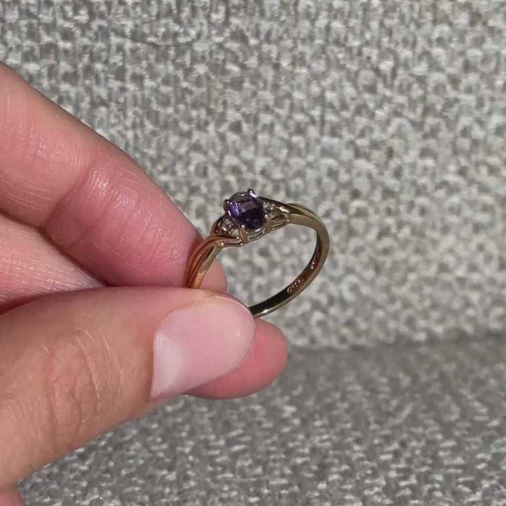 The Charlotte: Amethyst 2-Diamond Solid Gold Ring