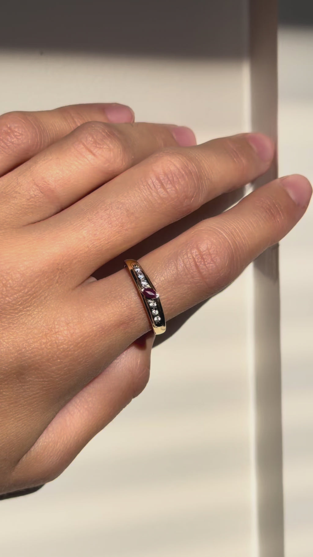 Natural Ruby & CZ Vintage Ring | 14ct Solid Gold