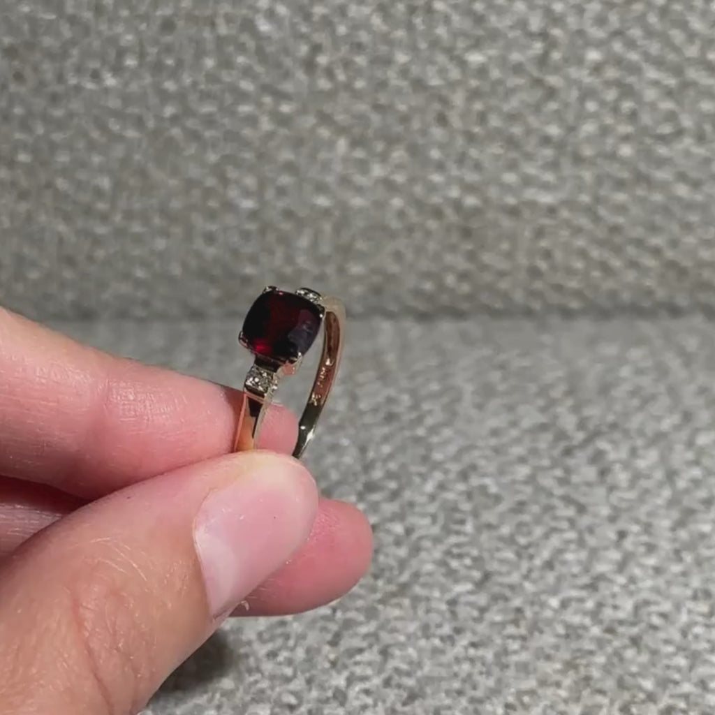 The Ruby Stone Solid Gold Ring with 4 Diamonds