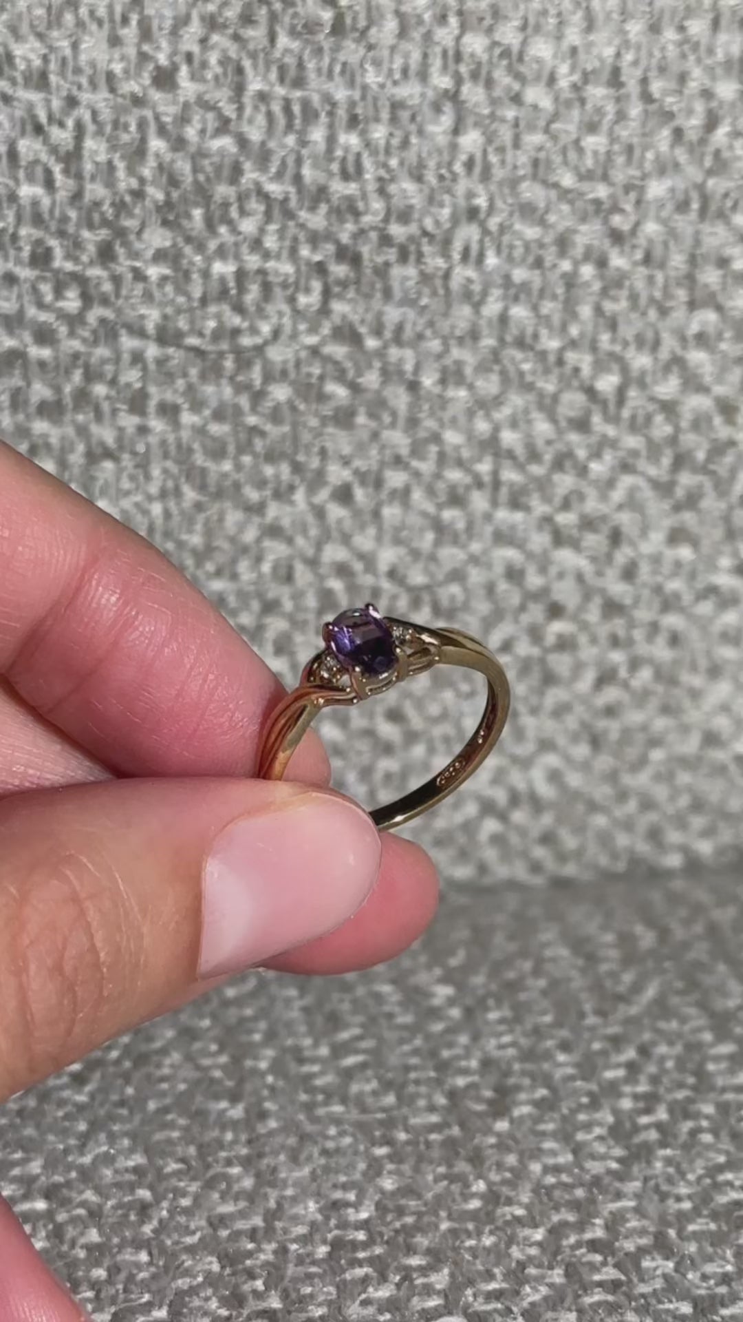 The Charlotte: Amethyst 2-Diamond Solid Gold Ring