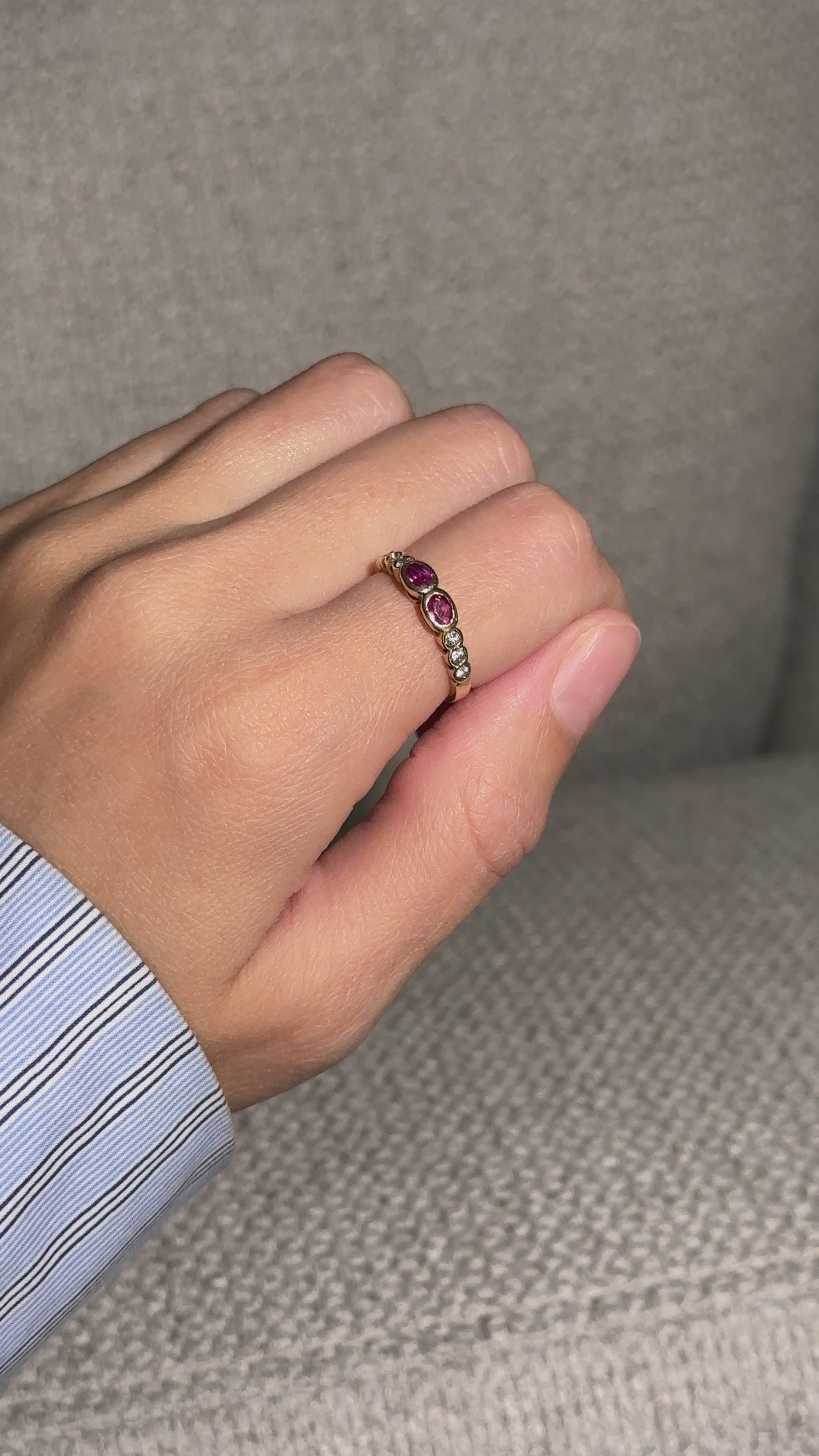 The Chloe: 2-Ruby 6-Diamond Solid Gold Ring