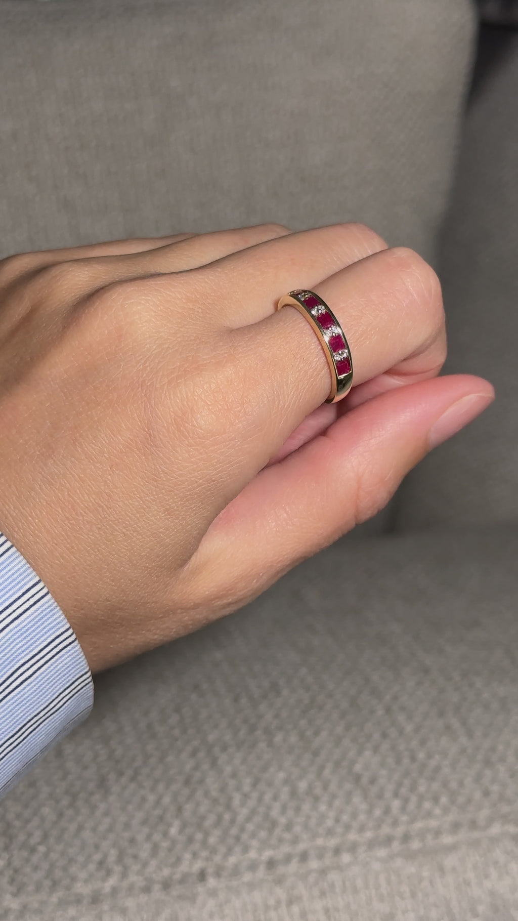 The Charlie: 5-Ruby 8-Diamond Solid Gold Ring