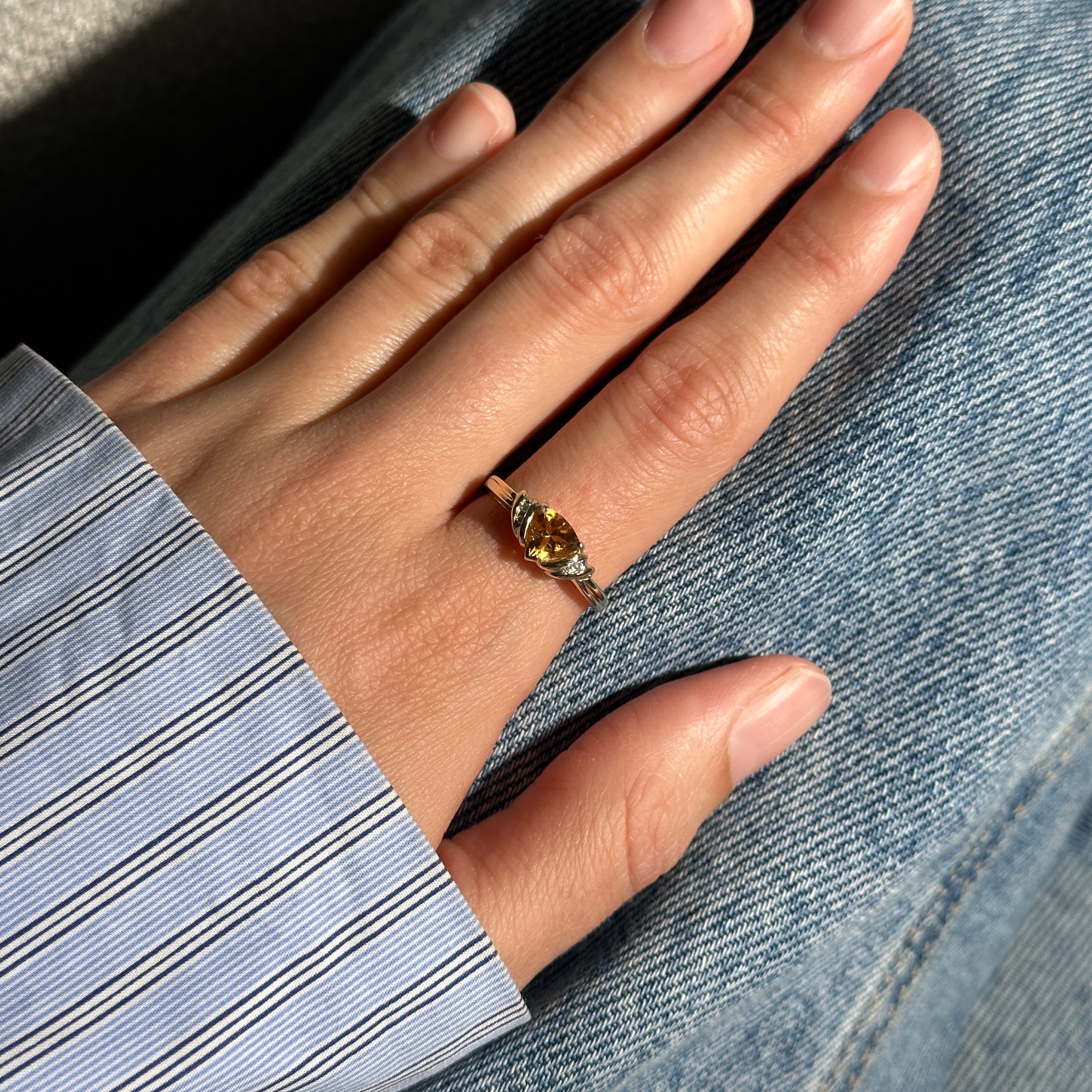 The Stella: Citrine Solid Gold Diamond Ring