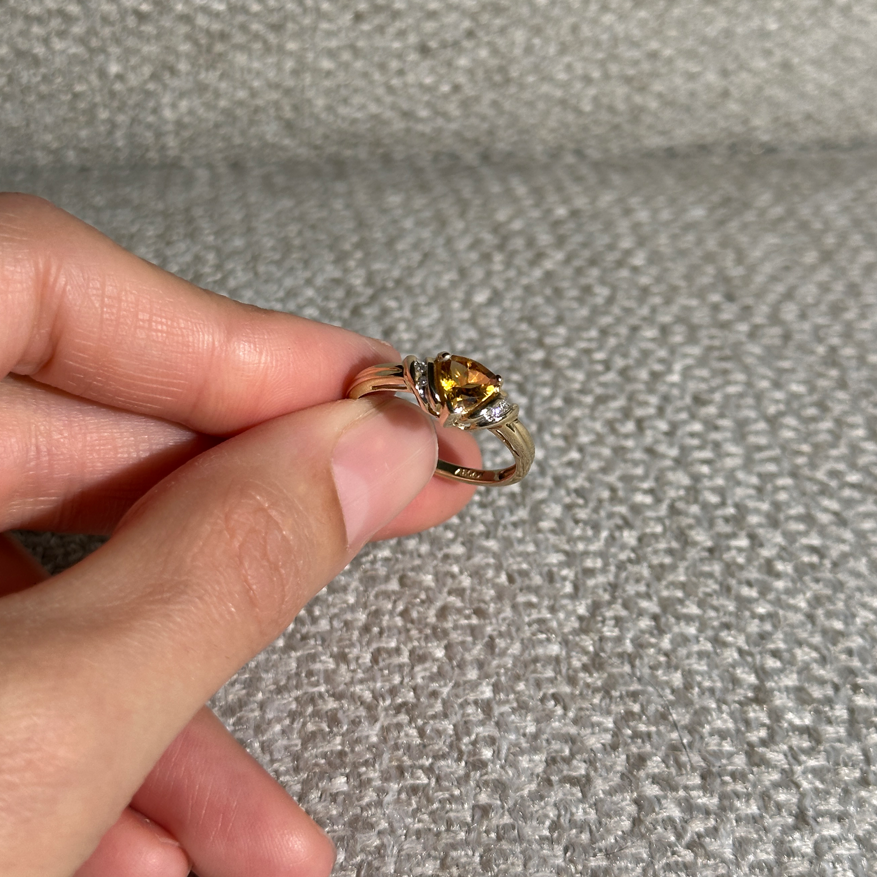 The Stella: Citrine Solid Gold Diamond Ring