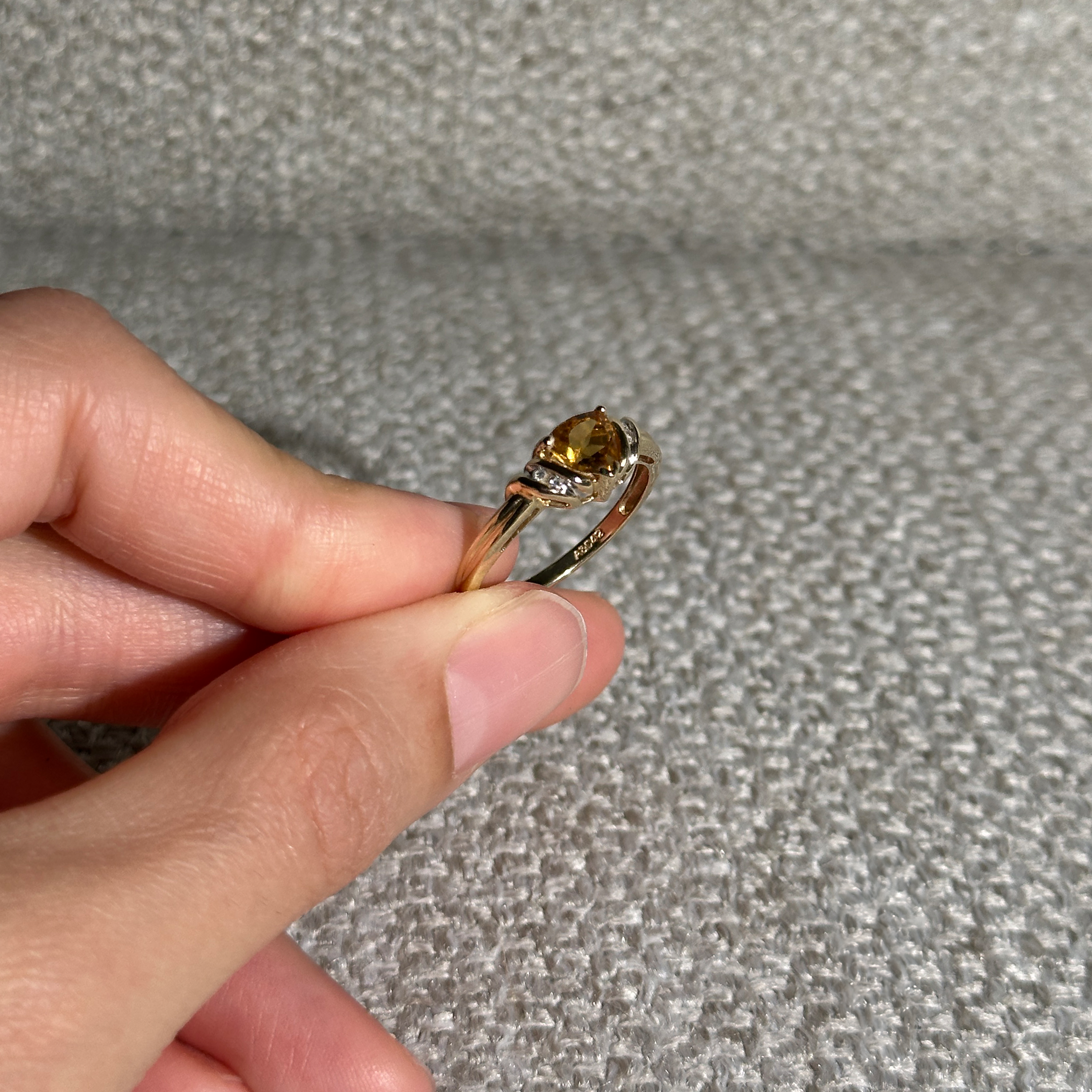 The Stella: Citrine Solid Gold Diamond Ring