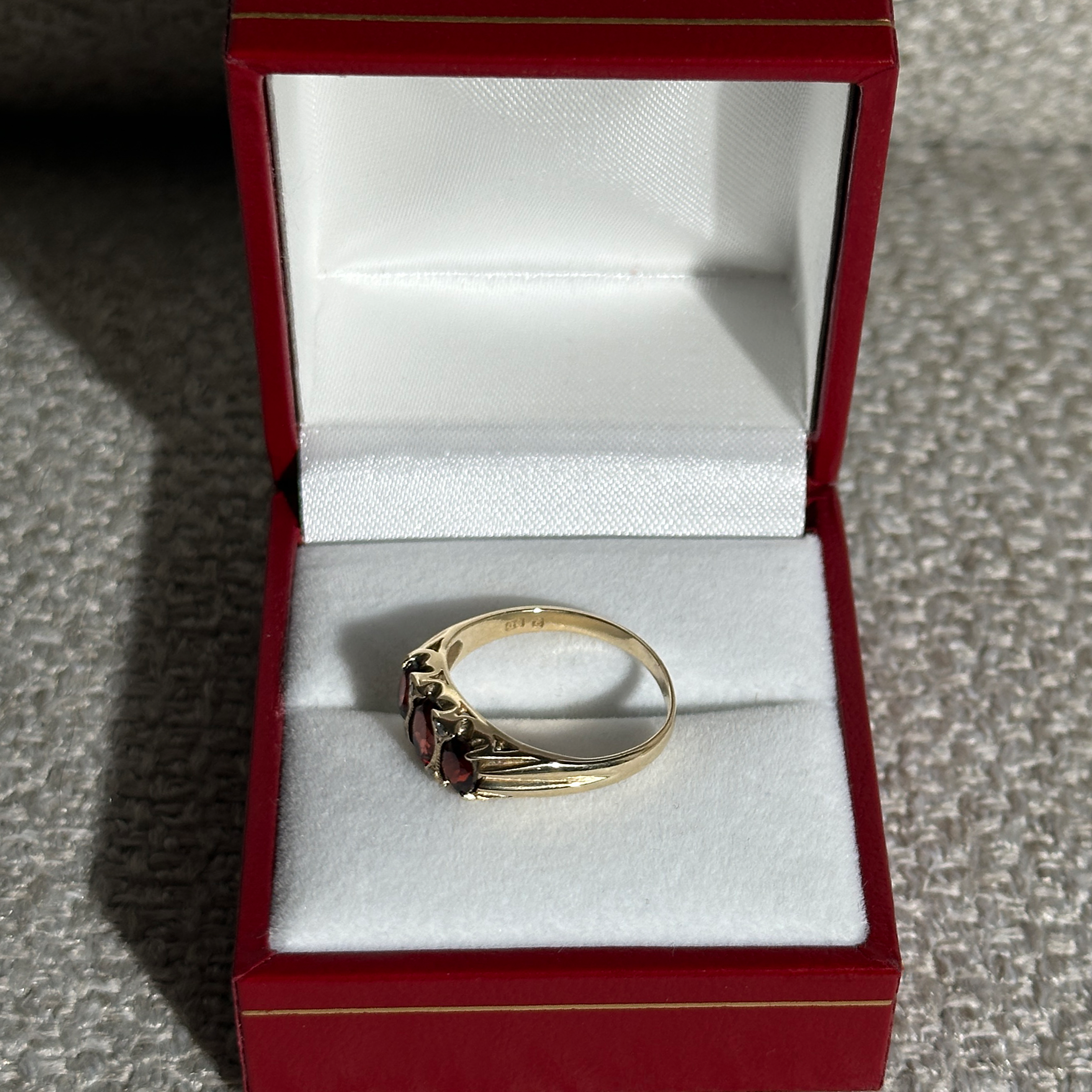 The Vanessa: 3-Garnet Stone Solid Gold Diamond Ring